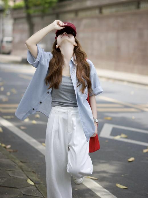 【百图lulu定制】【蓝调衬衫】透气 100%莱赛尔天丝  雾霾蓝 清新 微宽松 衬衫 商品图1