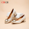 CHCH平衡鞋2025春夏新款牛漆皮粗跟女浅口单鞋不累脚CP1B5131 商品缩略图0