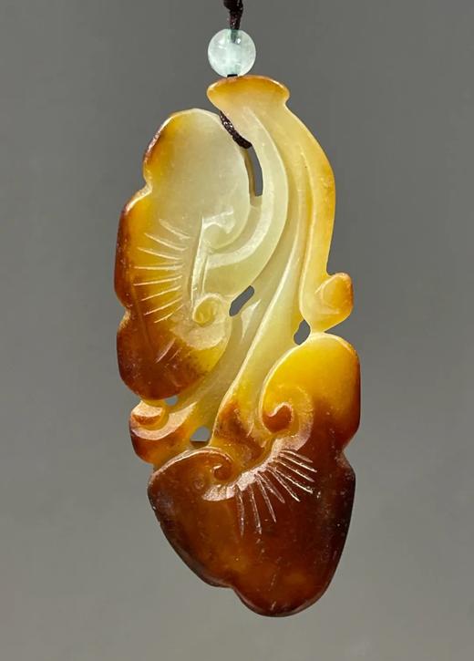 红皮沁白玉巧雕灵芝形吊坠，顺丰包邮 商品图5