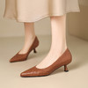 【预售5天】里外全皮细跟尖头编织浅口单鞋羊皮韩版时尚复古中跟猫跟鞋通勤YS&9712 商品缩略图0
