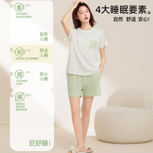熳洁儿 95棉家居服夏季多巴胺可外穿棉柔睡衣套装亲肤睡衣女24253216 商品图2
