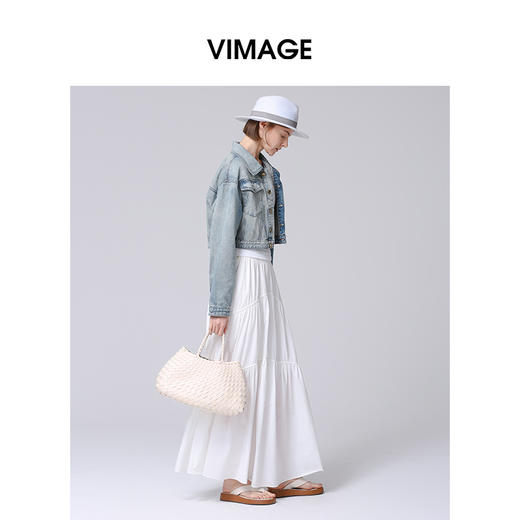 VIMAGE纬漫纪秋季新款时尚气质通勤复古牛仔短外套V2003615 商品图3