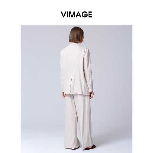 VIMAGE纬漫纪显瘦高腰直筒阔腿休闲长裤春季新款V2305906 商品图4