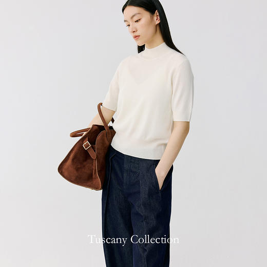 东黎 • 托斯卡纳系列—梅斯的心事 山羊绒春季女士半高领半袖套衫 5021 商品图3