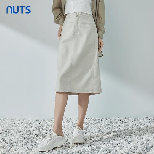 NUTS夏季新品时尚优雅修身开叉气质百搭半身裙女326062362B 商品图0