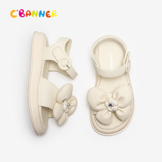 千百度童鞋花朵平底凉鞋女童洋气可爱儿童外穿凉鞋A25337305 商品图4