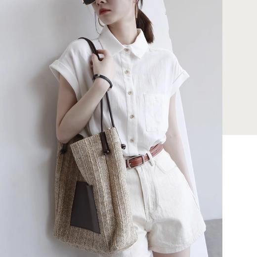 卷卷紫简约牛耳袖上衣 苎麻棉混纺轻盈透气 宽松版型不挑身材 极简主义简约百搭 商品图4