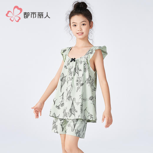 都市丽人亲情蜜语童装正价棉质短袖套装薄40支TC拉架无袖类JHH2A8 商品图2