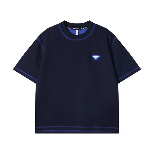 T2695夏季高级感新款潮牌明线倒三角圆领短袖T恤百搭时尚休闲情侣上衣 商品图1