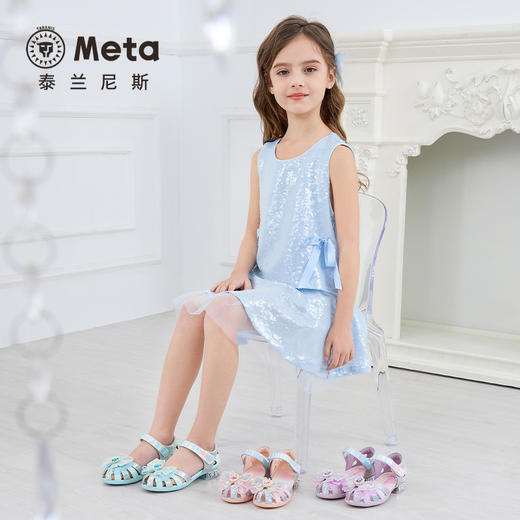 泰兰尼斯meta夏季新款女童凉鞋时尚甜美公主鞋小女孩轻便软底单鞋  M07X5B5937 商品图4