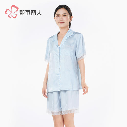 都市丽人好睡好眠女士丝质短袖套装薄冰雪丝提花短袖类LHH1D6 商品图1