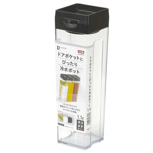日本进口珍珠金属冰箱用易收纳款凉水壶1.1L（黑色） 商品图0