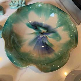 三彩荷叶壶承（大）-华宁陶