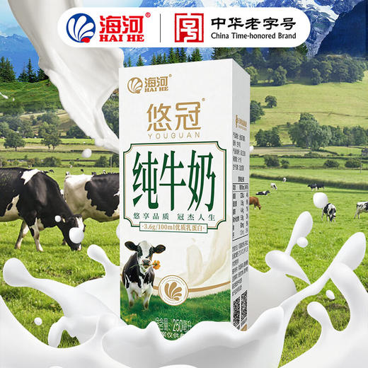海河无菌砖悠冠纯牛奶（3.6蛋白）250ml*12 商品图0