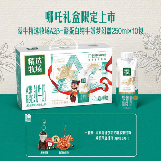 【哪吒联名装】蒙牛精选牧场A2β-酪蛋白纯牛奶全脂灭菌乳利乐梦幻盖250ml×10包 商品图0