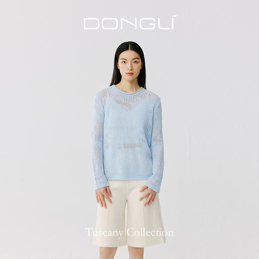 东黎 • 托斯卡纳系列—风与形 山羊绒女士镂空圆领套衫 5143 商品图5