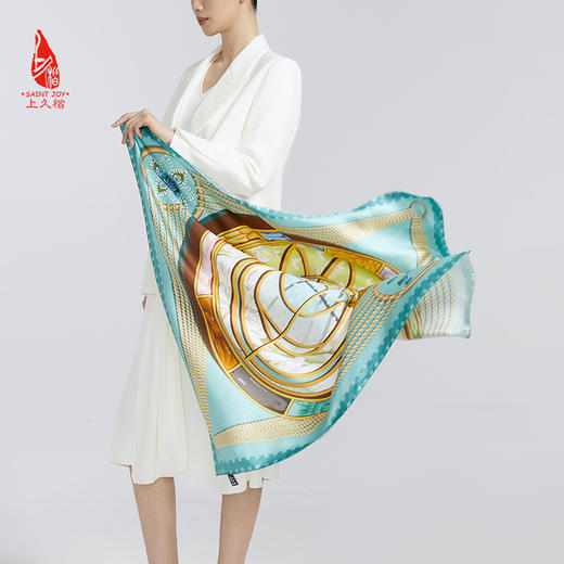 SAINTJOY/上久楷 真丝方巾 一元复始 FJS24016 商品图1