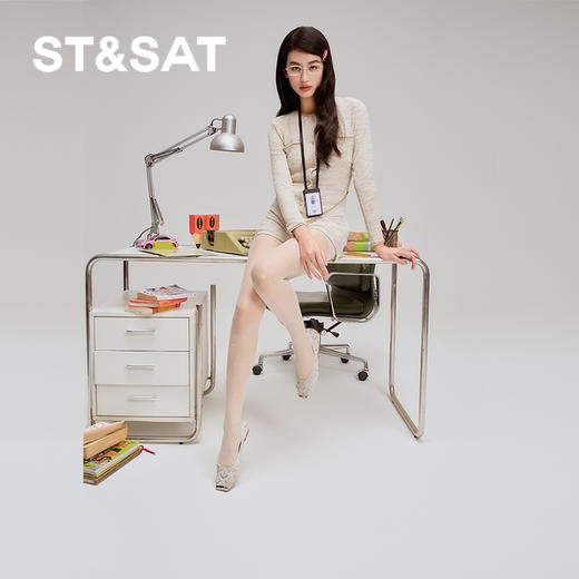 【星空系列】星期六优雅方头闪钻平底单鞋SSD1111132 商品图2