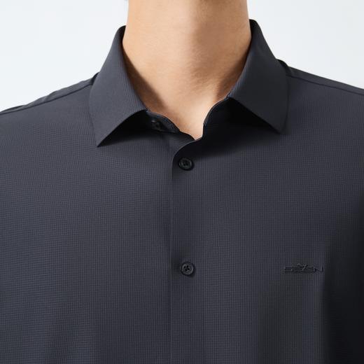 【无缝工艺/高弹】柒牌短袖衬衫男2025夏季新品格纹提花翻领衬衣128A71310 商品图3