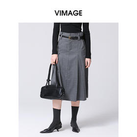 VIMAGE纬漫纪冬季新款修身显瘦高腰半裙半身裙V2006621半