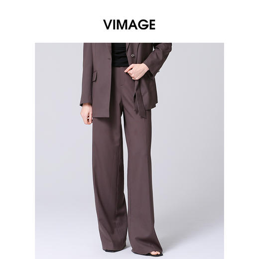 VIMAGE纬漫纪秋季新款修身显瘦百搭直筒西装裤子V2005611 商品图0