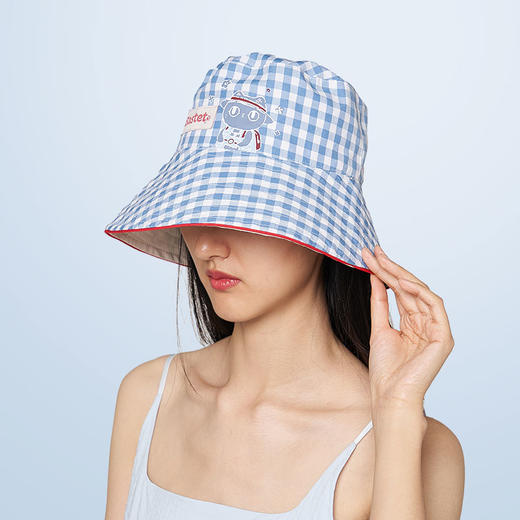 大英博物馆 巴斯特系列 萌猫复古 格纹 渔夫帽遮阳帽 商品图1
