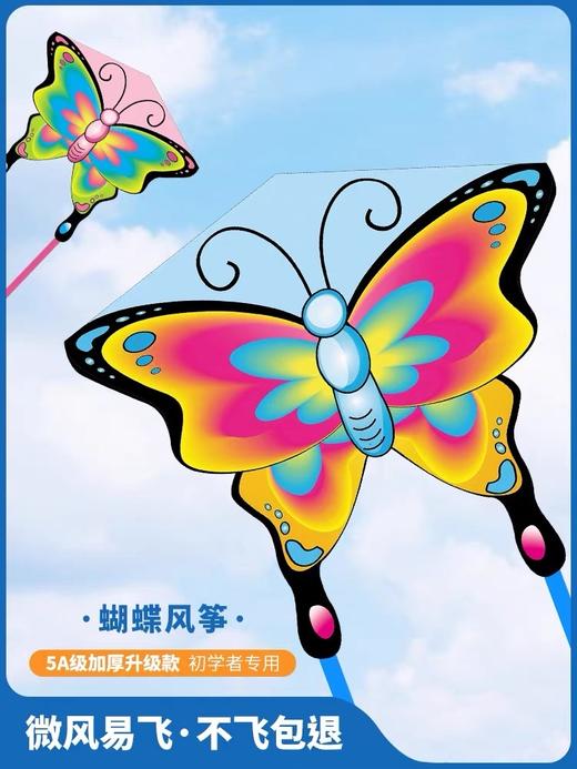 【出游好物丨吾家春季风筝系列】选用优质布料，轻盈结实高韧性不易破裂，包边加固玻璃钢撑杆，不易折断轻巧易飞，卡通图案加飘带，风一吹很灵动大小朋友都喜欢，周末阳光正好，微风不燥，最适合和孩子一起放风筝了 商品图2