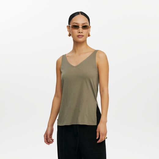 oneupV领开衩薄背心 商品图1