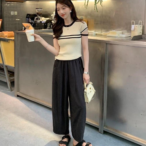 BeauMuse 慵懒肌理奶芙裤 舒适休闲 时尚款 阔腿裤/九分萝卜裤 商品图3