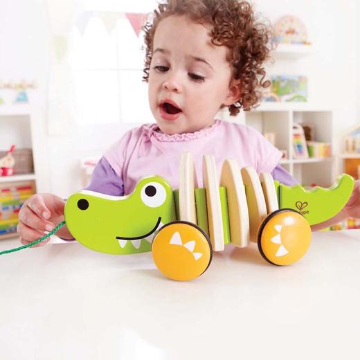 Hape拖拉玩具 木质学步手拉牵绳玩具会摇摆卡通动物字母 儿童节礼物 E0348拖拉鳄鱼 商品图2
