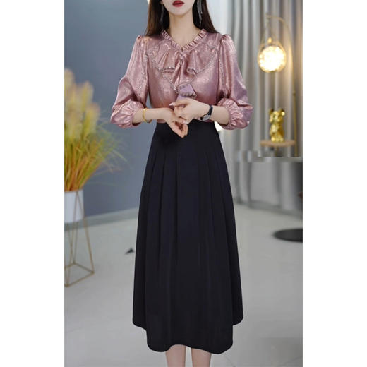 七分袖2025年春款大码时尚妈妈假两件裙子QYM 商品图2