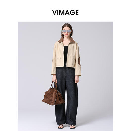 VIMAGE纬漫纪春季新款修身显瘦洋气撞色短外套女V2103709 商品图0