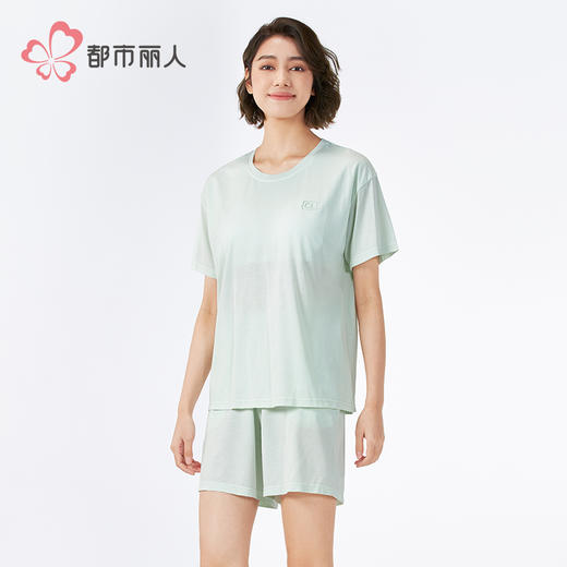 都市丽人生活家居女士莫代尔短袖套装薄棉莫提条短袖类LHH2E1 商品图2