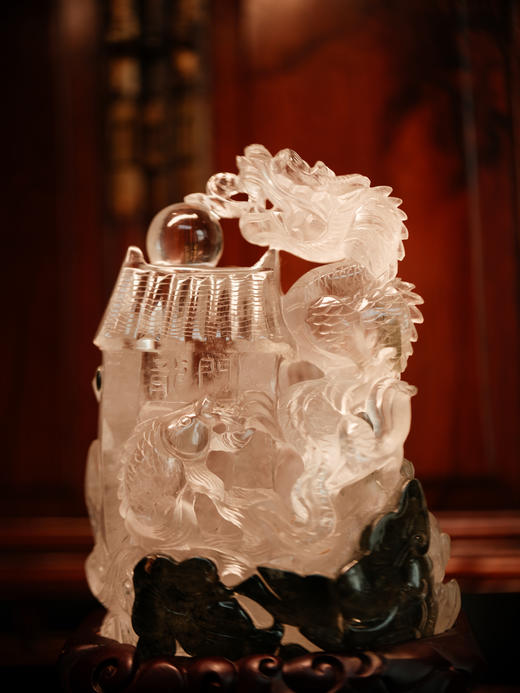 白水晶绿幽灵 龙衔宝珠 鱼跃龙门 晶体通透 大晶体精工雕刻【器悟雅玩】 商品图1