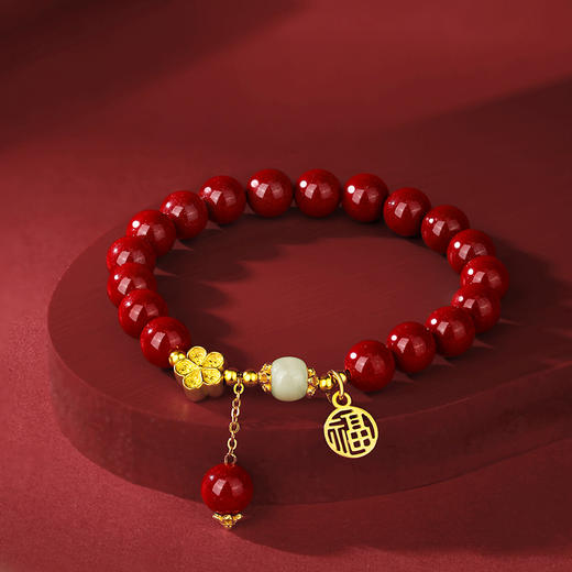 金六福吉祥S925银桃花诺朱砂手串JLFYSC0209★ 商品图5