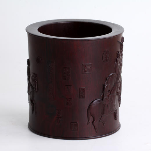 虢国夫人游春图°黑檀大笔筒 商品图4