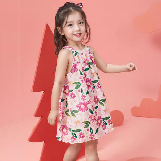 【女童甜美碎花吊带公主裙】女童无袖连衣裙宝宝夏款韩版公主裙背心裙子儿童洋气碎花吊带裙 商品图1