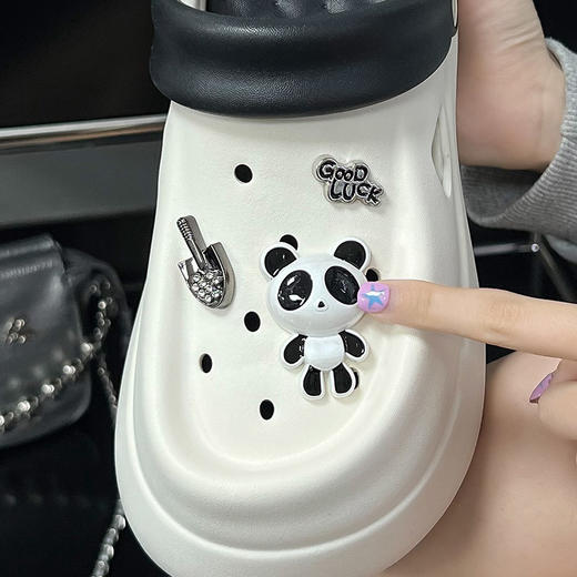 【特价39元】春夏新品乐福豆豆厚底花园鞋+卡通可爱熊猫乐福鞋花DIY【WG25230】 商品图4