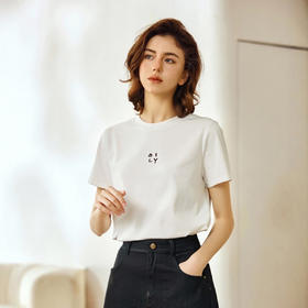 OLrain欧芮儿简约白色百搭T恤纯棉刺绣圆领2025夏季新款短袖上衣