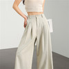 【限时秒杀】西遇白色宽松阔腿裤女新款通勤高腰小个子慵懒风休闲裤D0050457 商品缩略图1