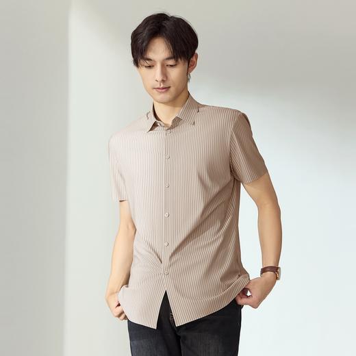 【高端系列/无缝工艺】柒牌条纹短袖衬衫男夏季新款休闲翻领衬衣128A70900 商品图1