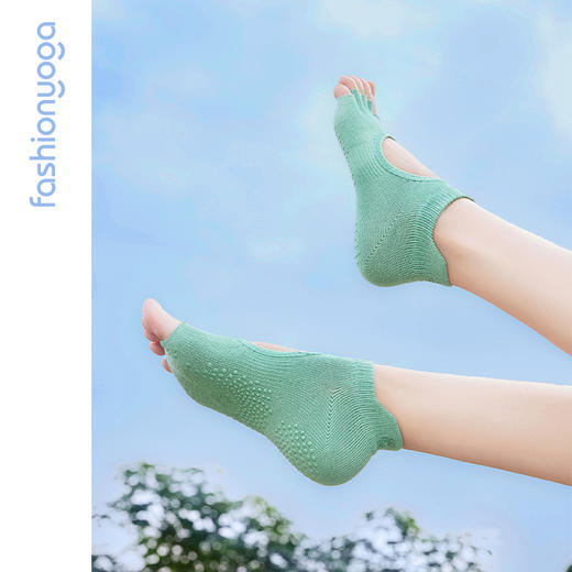 FW004凡圣瑜伽春夏款专业防滑露趾瑜伽袜 商品图3