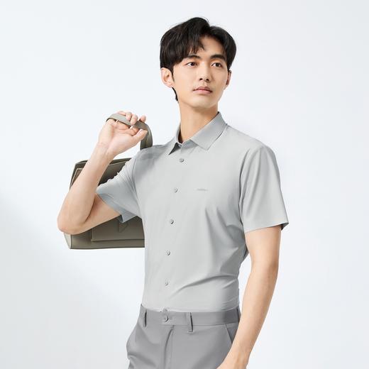 【无缝工艺/高弹】柒牌短袖衬衫男2025夏季新品格纹提花翻领衬衣128A71310 商品图2