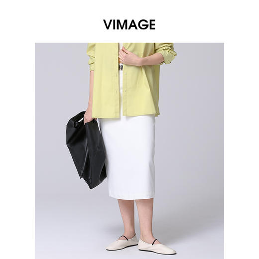 VIMAGE纬漫纪春季新款显瘦时尚纯色高腰半身裙V2106710 商品图0