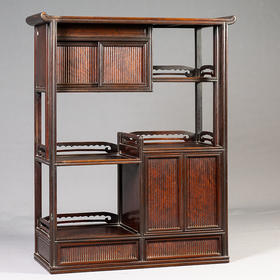 清 红木镶瘿木混面多宝格