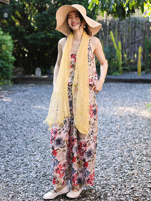 KS014真丝麻褶皱薄款长条围巾 商品图2