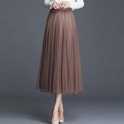 糖果色网纱半身裙，高腰显瘦大摆百褶A字纱裙MYX8581 商品图1