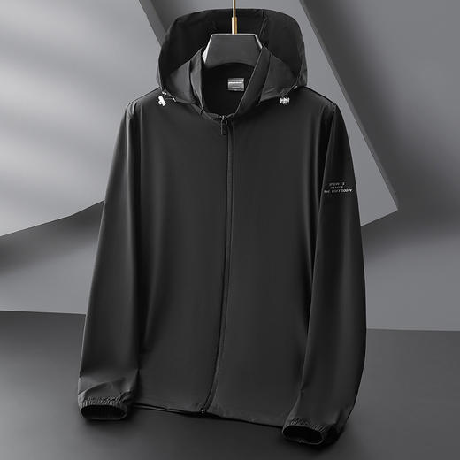 【防晒衣】【DZP】大依优型大码防晒皮肤衣加肥加大弹力薄款可拆卸帽外套防晒服男运动跑步夏季冰丝钓鱼夹克衫肥佬休闲 商品图5