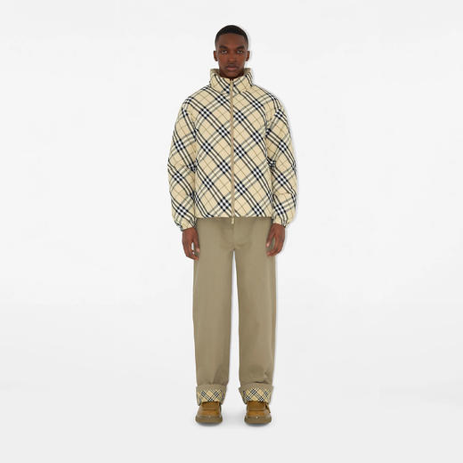 BURBERRY 巴宝莉 男士字母徽标印花双面格纹连帽羽绒服 格子 8098487 C1506 商品图1