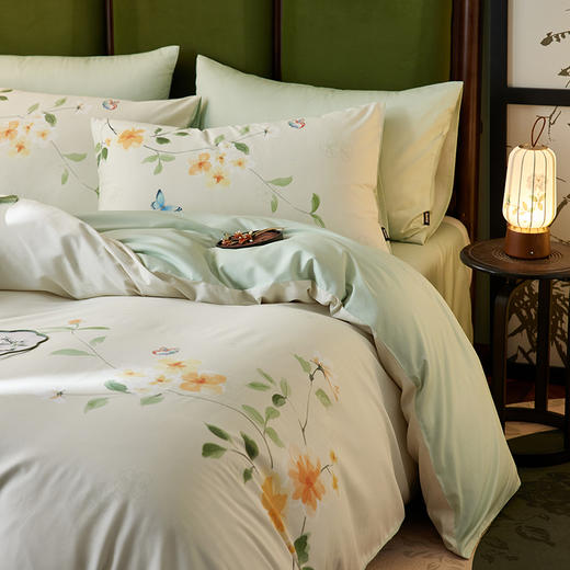 多喜爱 60支全棉轻奢贡缎红楼梦系列套件 四件套 碧落晴雪 商品图4